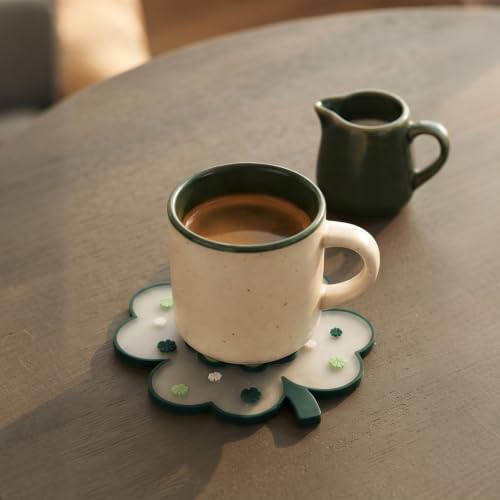 Kawaii Coasters Office Desk Accessories Clover Coasters Set of 2 Desk Decor - size: Small Green Clover 2pcs