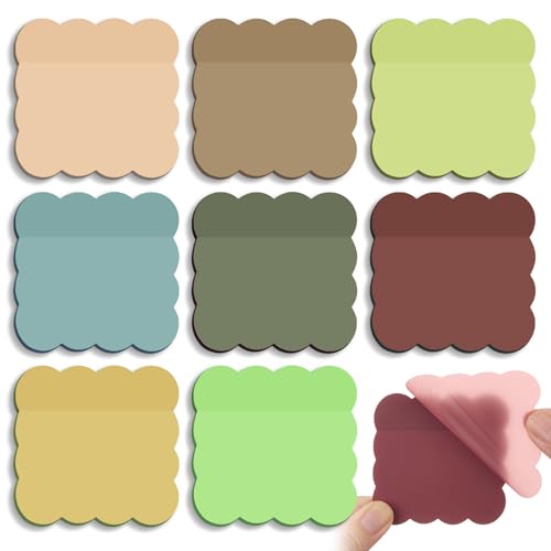 Eaasty 400 Sheets Transparent Sticky Notes 8 Pads Scalloped, Vintage Tones - color: Vintage Tones