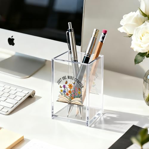 Just One More Chapter Acrylic Pen Pencil Holder for Desk Bookshelf - color: Transparent33