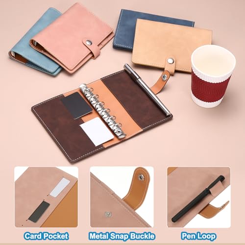 PATIKIL A7 PU Leather Binder Cover, 6 Ring Loose Leaf Binder Protector, Pink - color: Pink, size: A7