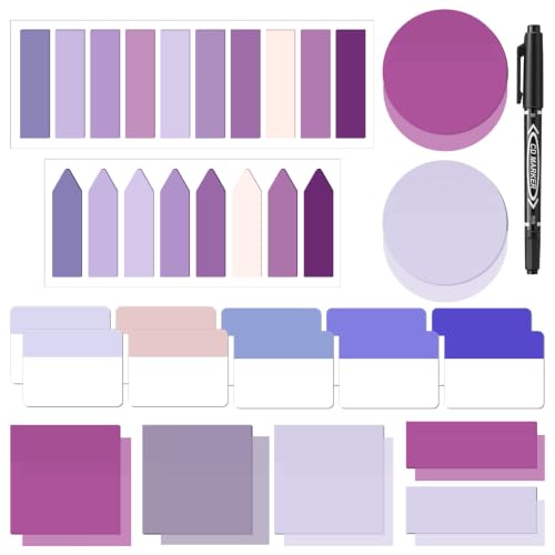 Glenmal Transparent Sticky Note Set, 910 Sheets,Purple - color: Purple