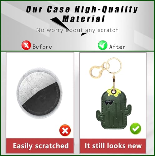 BORKUANA PU Leather Keychain holder Protective Case Compatible with AirTag - color: Cactus
