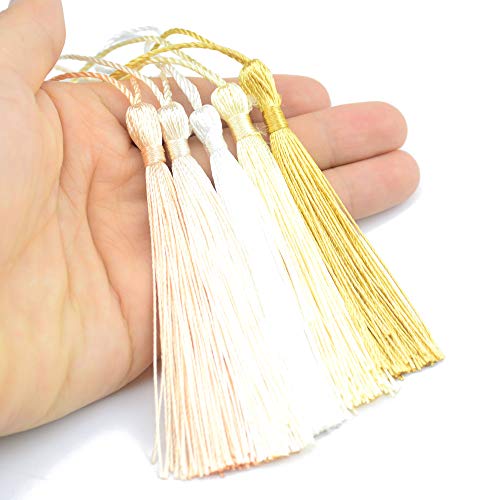 100Pcs 5 Inch Silky Bookmark Tassels for Jewelry, Souvenir(Mixed Yellow) - color: Mixed Yellow