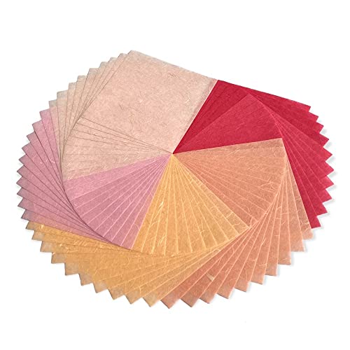 Natural Fiber Mulberry Paper Sheets 6 x 6 Inches, 50 PCS Handmade Craft Paper for Origami, Scrapbooking, Card Making, DIY Decoration, Mixed Media Art (Wedding Tone,) - color: Wedding Tone, size: 6 x 6 inches