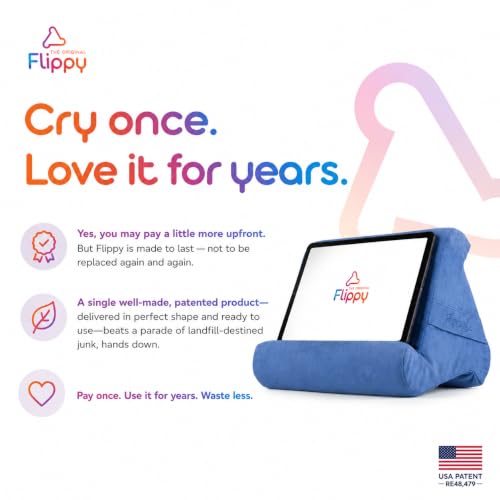 Flippy Original Tablet Pillow Stand & iPad Holder, Gift for Book Lovers & Readers, Multi-Angle Stand with Storage for Lap, Desk & Bed, Compatible with Kindle, Fire, iPad & Samsung, BlueHue 4.0 - color: BlueHue 4.0