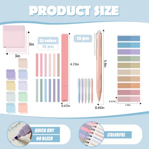 Jutom 39 Pcs Aesthetic Book Annotation Kit, Pink, Cute Style - color: Pink, style: Cute Style