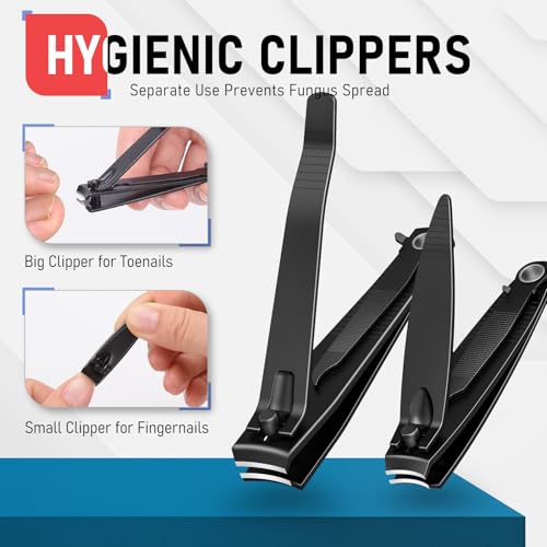 firiKer Nail Clippers with Nail File,Fingernail Clipper,Toe Nail Clippers - color: Black