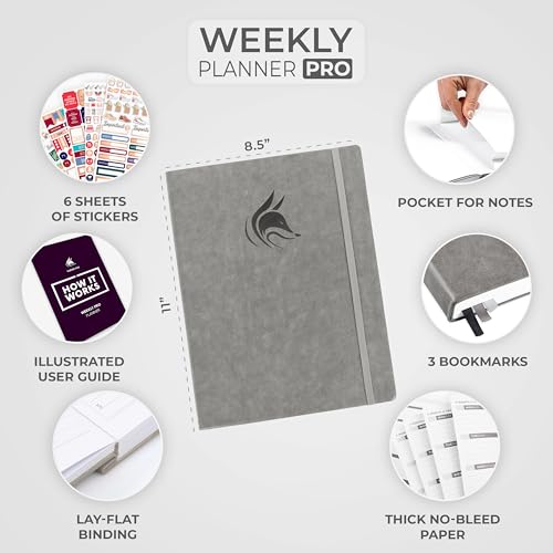 Clever Fox Planner PRO, Undated Weekly Planner, 8.5x11 Grey - color: Gray (Undated), size: A4 (8.5" x 11") Standard Version