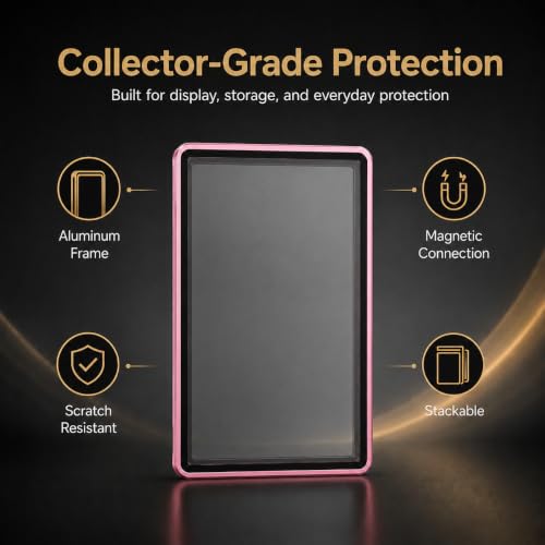 PSA Slab Case, Magnetic 9-Point Lock Display Protector,Magenta - color: Magenta