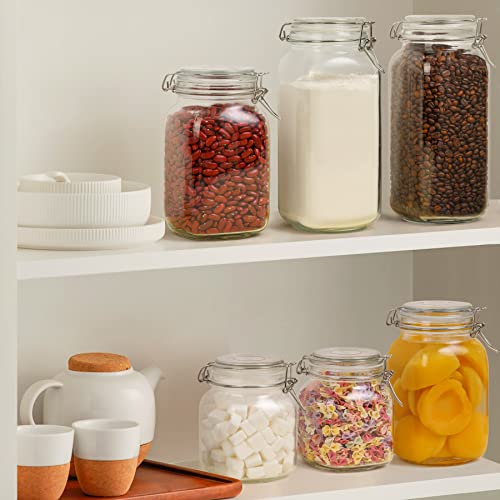 ComSaf Square Glass Pantry Jars with Airtight Lids 34 oz 3 Pack Coffee - size: 34 fl oz x 3