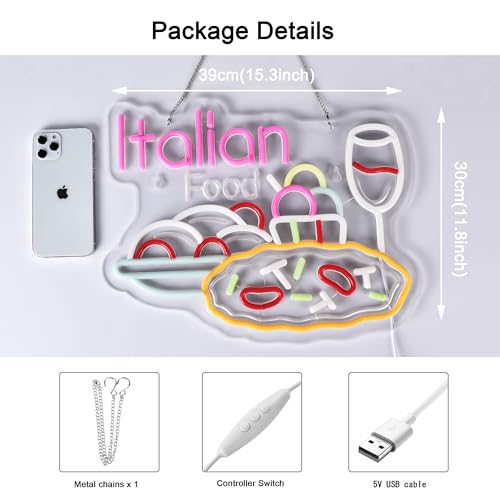 Italian Food Neon Sign,Italian Restaurant LED Light Wall Decor Sign - color: Pink-ITALIAN FOOD