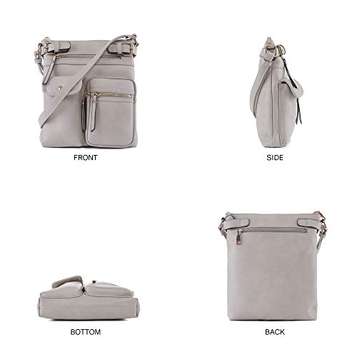 SG SUGU Katie Lightweight Medium Crossbody Bag Shoulder Bag with Multi Pocket for Women - color: Gray