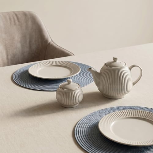AHHFSMEI Round Placemats Set of 8 Heat Resistant Washable Non-Slip Woven Braided Table Mats for Dining Table Kitchen & Home Deco (Light Blue,8) - color: Light Blue, size: Set of 8