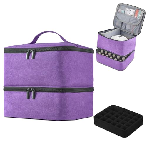 Buruis 2-Tier Nail Polish Bag, Nail Supplies Organizer, Purple - color: Purple