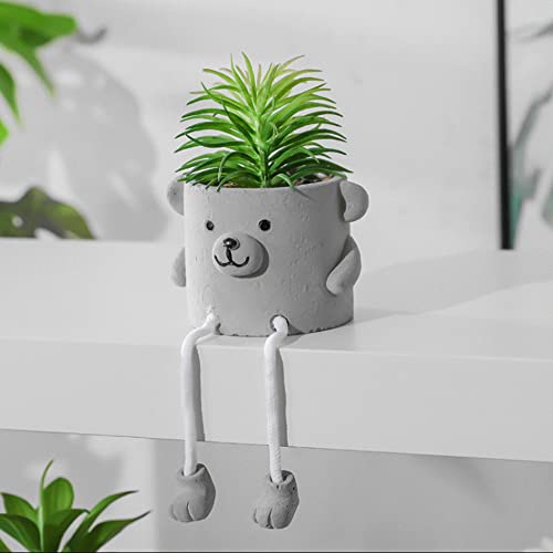 Zerzsy Fake Desk Plants in Cement Pots, Faux Plant Succulents Shelf Decorations, Funny Artificial Succulent Plants for Office Desk Decor, Cubicle Accessories - Set of 2 - color: 2 Pcs Set/a