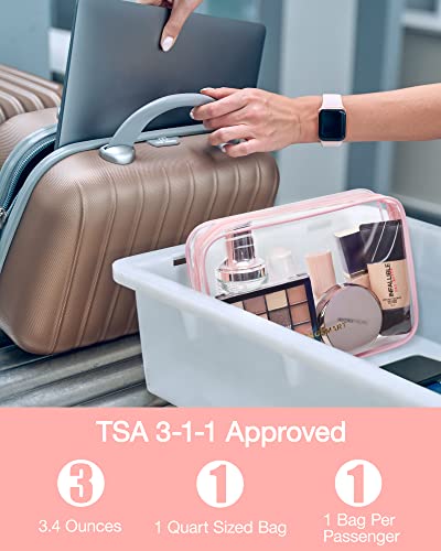 BAGSMART Clear Toiletry Bag 2-Pack TSA Approved Water-Repellent, Pink - color: Angelic Pink, size: Medium
