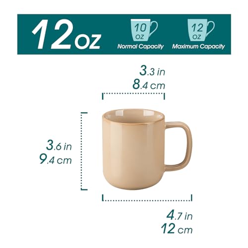 vancasso Coffee Mugs Set of 6, 12 Oz Ceramic Coffee Cups with Handle, Ceramic Unique Glaze Coffee Cup for Cappuccino, Latte, Tea, Cocoa, Dishwasher & Microwave Safe Gift Sets, Brown, Series PLAYA - color: Brown, size: 12 Oz