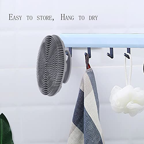 INNERNEED Food-Grade Soft Silicone Body Scrubber Shower Brush, Gray - color: Gray