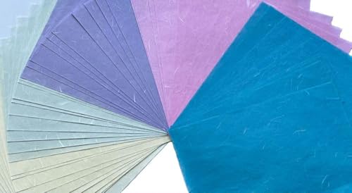 A5 50 Sheets Natural Fiber Mulberry Tree Mulberry Paper Sheets Art Tissue Washi Paper Design Craft Art Origami Suppliers Card Making 8.3" x 5.8". (Pastel Tone, A5) - color: Pastel Tone, size: A5