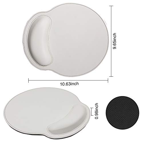 RICHEN Ergonomic PU Leather Keyboard Wrist Rest and Mouse Pad with Wrist Support, Memory Foam Set for Office and Gaming, Comfortable & Lightweight for Easy Typing & Pain Relief (White) - color: White