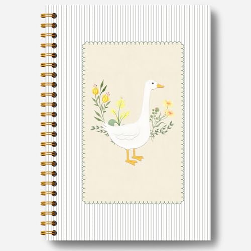 Guymn Sage Green Floral Goose Notebook, Cottagecore Flower Goose Journal for Kids Girls, Geese Animal Lover Gifts Hardcover Spiral Notebooks Journals 5.5x8.3 Inch - color: Section 13