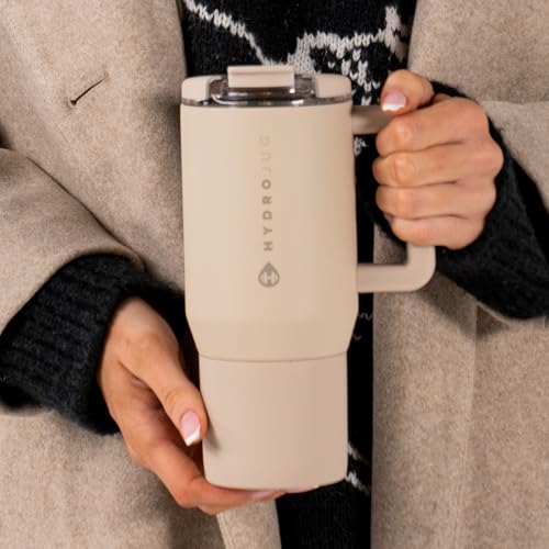 HydroJug Coffee Traveler 20oz Ceramic-Lined Mug with Handle, Dune - color: Dune