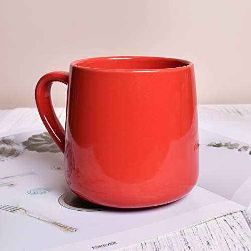 Bosmarlin Glossy Ceramic Coffee Mug, Tea Cup for Office and Home, 18 oz, Suitable for Dishwasher and Microwave(Red, 1) - color: Red