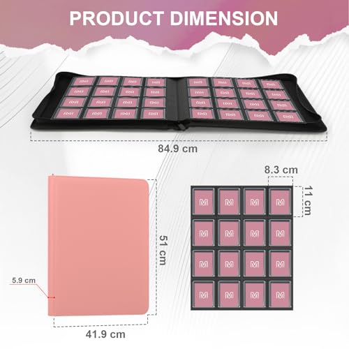 16 Pocket Toploader Binder,Holds 640 TopLoaders (16 Pink) - color: 16Pink