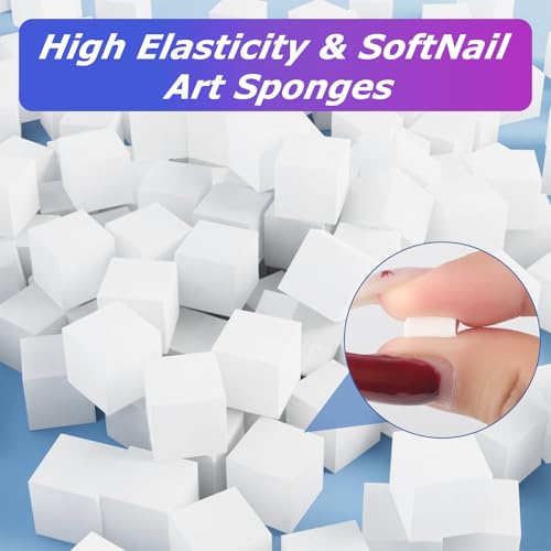 Soft Nail Sponges（400PCS）, Reusable Nail sponges,Nail DIY sponges, Nail Art sponges, Nail Brush Professional Accessories Manicure Salon Supplies - color: White-400Pcs