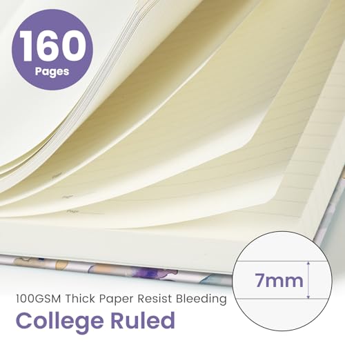 Taja Aesthetic Lined Journal for Women, Pretty Notebooks for Work & Study - color: B-Purple Blocks