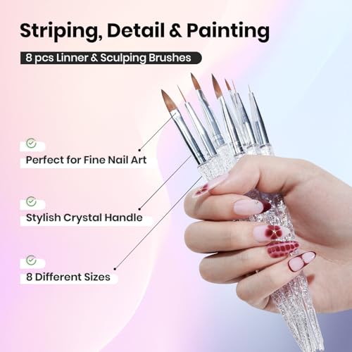 Beetles Nail Art Brushes 31pcs Blooming Gel Nail Polish Clear UV LED Kit - color: B-Multicolor-31