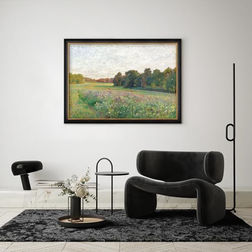 MUDECOR Premium Framed Wall Art Vibrant Spring Summer Flower Forest Nature Wilderness Illustrations Fine Art Decorative Landscape for Living Room, Bedroom, Office - 26"x36" Black - color: A07-2308-est19, size: 36"L x 26"W, style: Black Frame