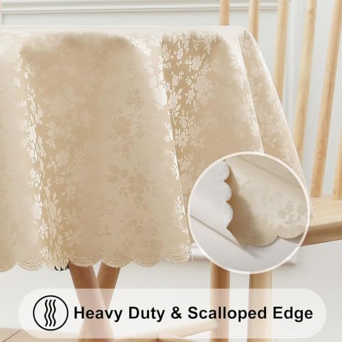 Smiry Oval Waterproof Heavy Duty Vinyl Tablecloths, 52 x 70 Inch - color: Beige, size: 70" x 52" (Oval)