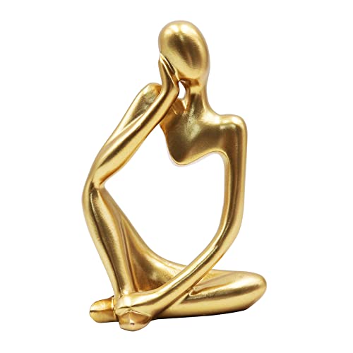 Thinker Statues and Sculptures, Resin Thinker Statue Ornaments, Abstract Style Sculptures, Housewarming Gifts, Housewarming Decorations, Living Room Dining Desk Decorations(Gold Right, Small) - color: Gold Right, size: Small