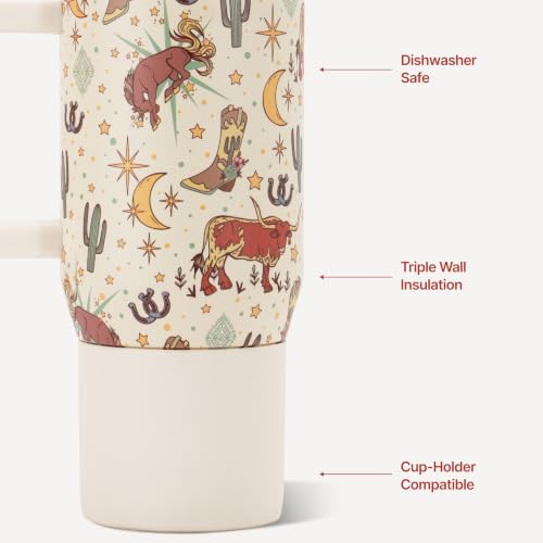 HydroJug Coffee Traveler 20oz Ceramic-Lined Mug with Handle, Rodeo - color: Rodeo