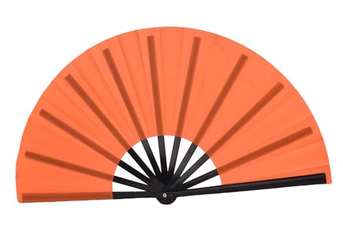 Folding Fan Performance Nylon-Cloth Fan 13 inch (Orange) - color: Orange