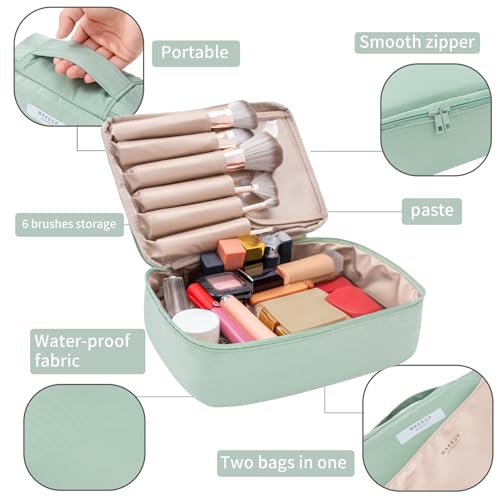 Queboom Travel Makeup Bag Cosmetic Bag Toiletry Bag for Women & Men, Green - color: Green-1pcs