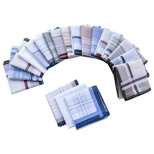 CoCoUSM Assorted Pack of Mens 100% Cotton Handkerchiefs Soft Hankies Pocket Squares - size: pack of 3