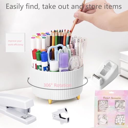 Office Supplies,School Supplies,White Desk Accessories,Desk Organizer,Scissors,Stapler,Tape Dispenser,Binder Clips,Staples,Staple Remover,Sticky Notes,Clear Tape,Pen,Ruler,Best Gift,11pcs - color: 11 Pcs Set White, size: 11 pcs set