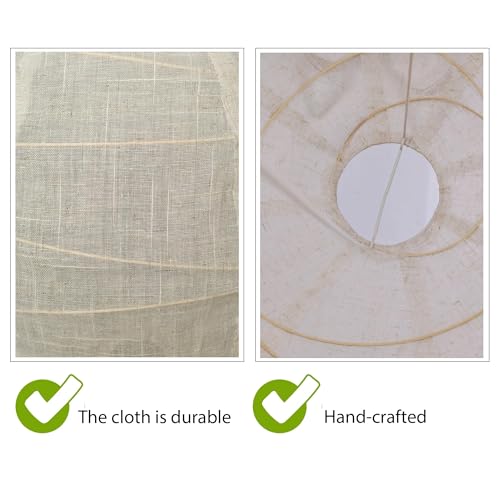 Hytsoeee(19.69Inch) Large Round Linen Fabric Lantern, Beige Foldable Hanging Fabric Lantern Lamp Shade,Handmade Linen Cloth Lanterns Pendant Light Shade for Home, Leisure Places, Ceiling Decor