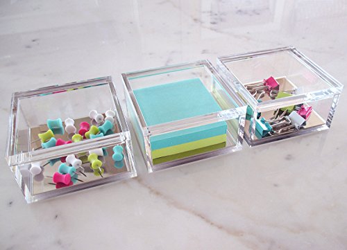 OfficeGoods Acrylic Desk Organizer with Silver Base, Medium - color: Silver, size: Medium