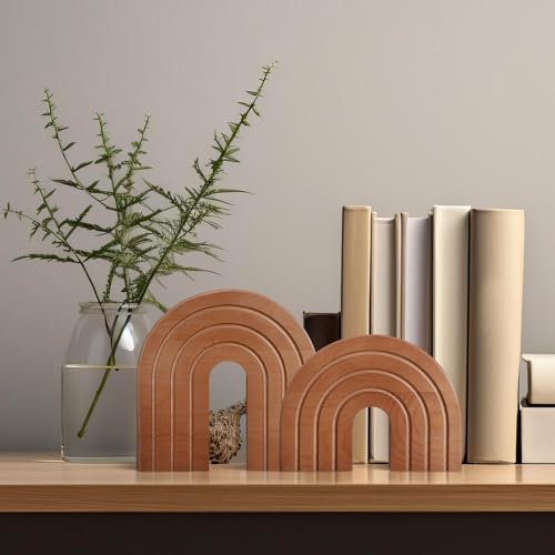 DoubleFill Set of 2 Wooden Rainbow Arch Boho Shelf Decor for Table