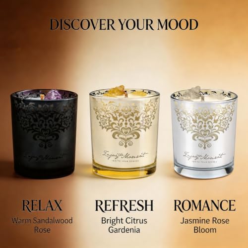 Luxury Candle Gift Set for Women, 3x7oz, Trimmer & Snuffer Lid