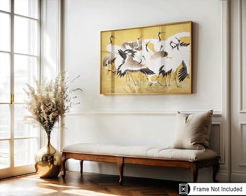 Poster Master Vintage Flock of Cranes Print - Retro Japanese Crane Art - Bird Art - Gift for Animal Lover - Chic Decor for Home, Office, Living Room - 8x10 UNFRAMED Wall Art - color: Style-05, size: 8"L x 10"W