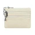 Women Genuine Leather Coin Purse Keychain Change Purse - color: Beige