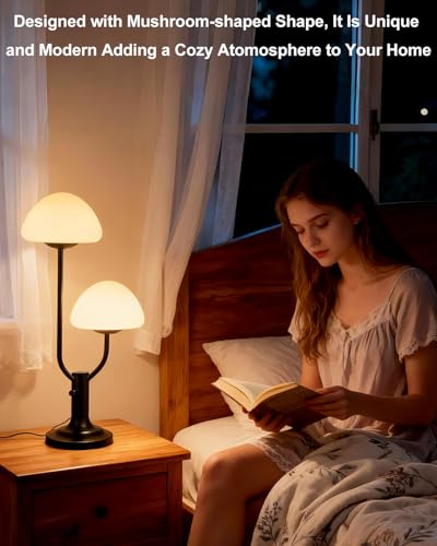 Lightdot Mushroom Table Lamp for Bedroom Dimmable Cute Black Desk Lamp - color: 09-Black-Mushroom-2U