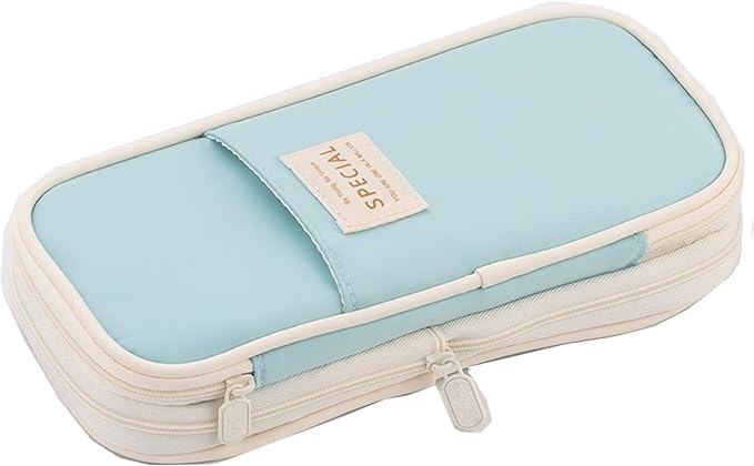 Arnuixty Large Storage Pencil Case Pen Bag with Zipper Big Capacity Pouch Organizer for Office Travel Holder Box(Blue) - color: Blue