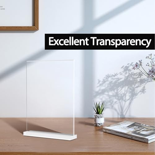 KOOLDE Acrylic Sign Holder 8.5x11 Inches 2 Pack T Shape Desktop Display Stand Vertical Double Sided Clear Table Menu Flyer Holder for Restaurants, Office, Shop, Wedding - color: Clear - 2 Pack