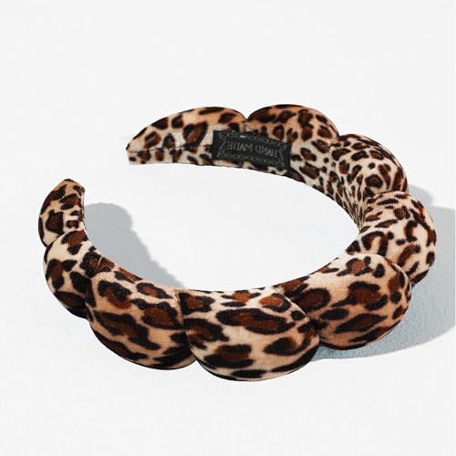 Ayesha Spa Headband for Washing Face Makeup Skincare Soft Sponge Hair band - color: leopard