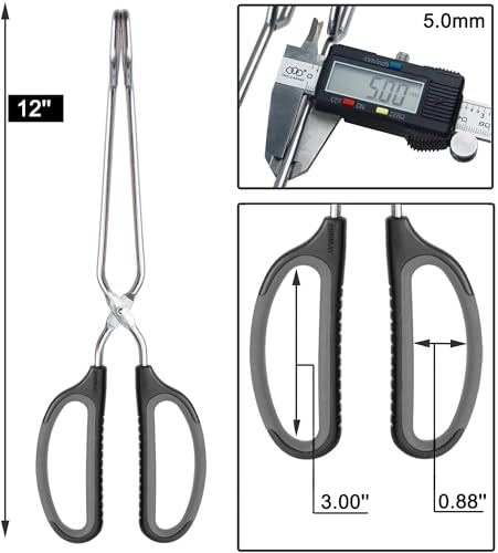 HINMAY Scissor Tongs with Comfort-Grip Handle 12-Inch Cooking Tongs - size: 12"